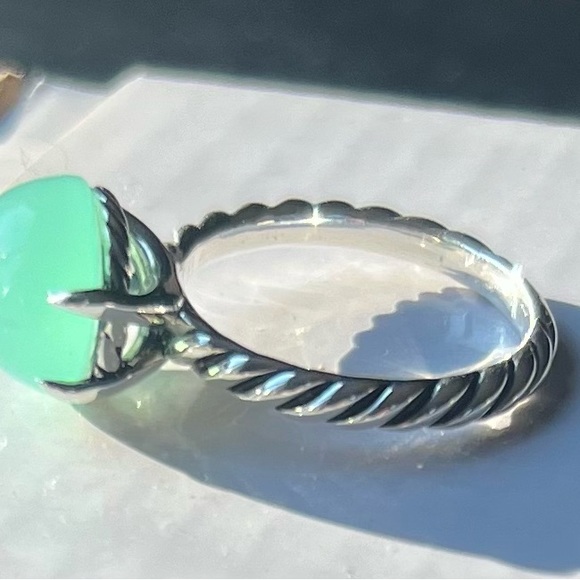 David Yurman Cable Classics Aqua Chalcedony Ring - Picture 2 of 5